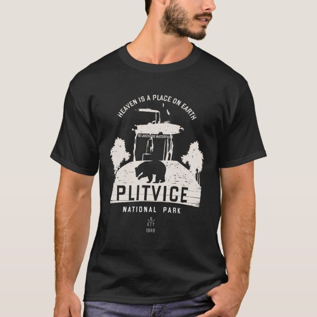 Plitvice Sjöar nationalparken Kroatien - vitdesign T Shirt (Framsida)