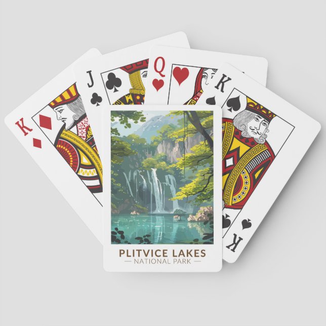 Plitvice Sjöar nationalparken Travel Art Vintage Casinokort (Baksidan)
