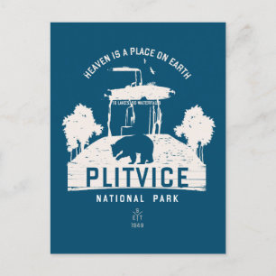 Plitvice Sjöar nationalparkens vita utformning Vykort