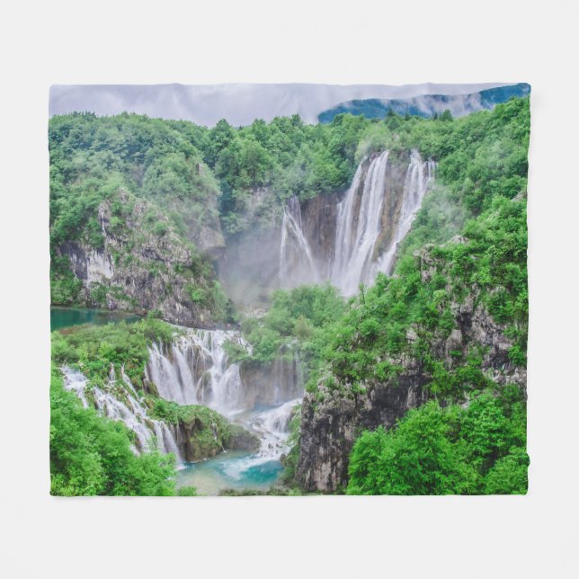 Plitvice sjöar vattenfall fleecefilt (Framsidan (Horisontell))