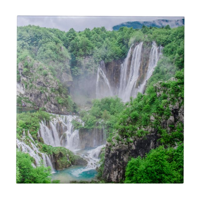Plitvice sjöar vattenfall kakelplatta (Framsidan)