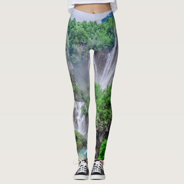 Plitvice sjöar vattenfall leggings (Framsida)