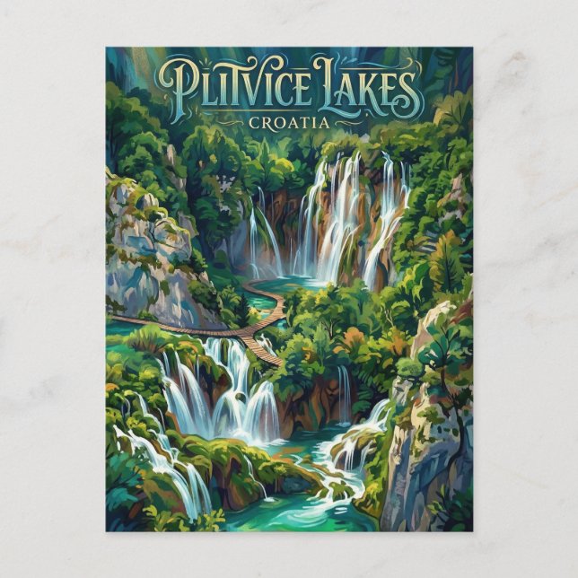 Plitvice sjöarna Kroatien Vykort (Framsida)