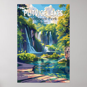 Plitvice sjöarna nationalpark Kroatien Resa Konst Poster
