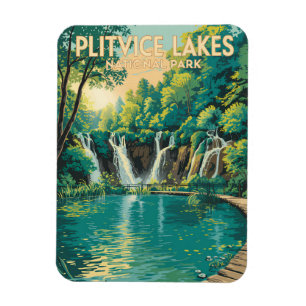 Plitvicesjöarnas nationalpark Illustration Resa Magnet