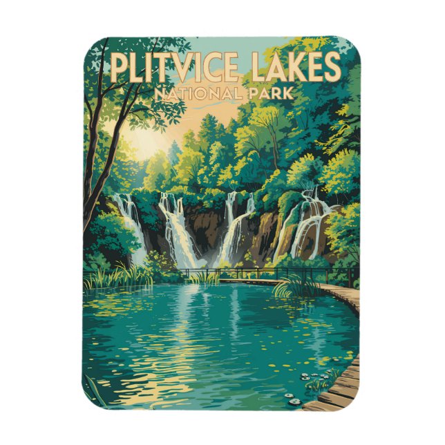 Plitvicesjöarnas nationalpark Illustration Resa Magnet (Vertikal)