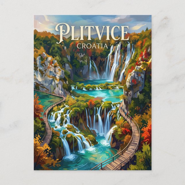 Plitvicesjöerna Kroatien Vykort (Framsida)