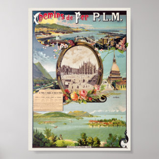 PLM-järnvägarna Italien Vintage Affisch 1895