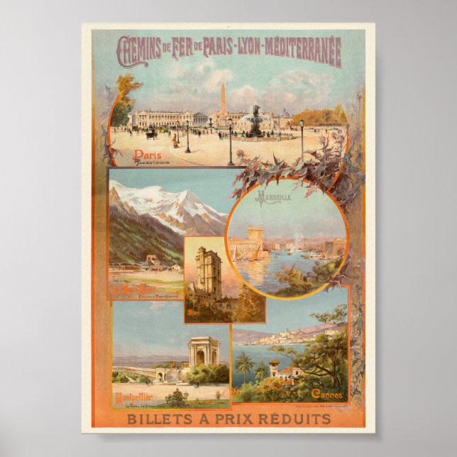 PLM Paris Marseille Frankrike Vintage Affisch 1904 (Framsidan)