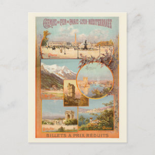 PLM Paris Marseille Frankrike Vintage affisch 1904 Vykort