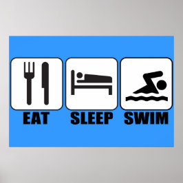 Plocka a Färg ’Eat, Sömn, Simma’ Swimmer Poster