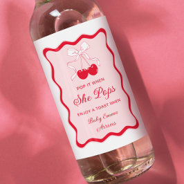 Plocka det när hon fyller på Cherry Baby Shower-än Vinetikett