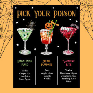Plocka din Poison Halloween 3 Cocktail-meny Poster