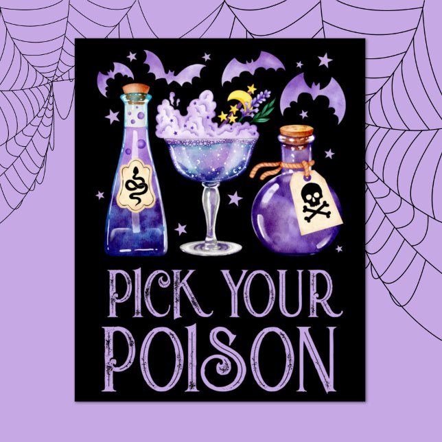 Plocka din Poison Halloween Cocktail Drinks Poster (Pick Your Poison Halloween Cocktail Drinks Poster)