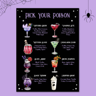 Plocka din Poison Halloween Cocktail-meny Poster