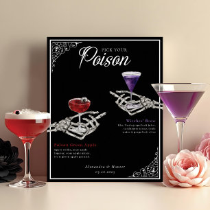 Plocka Din Poison Skeleton Bröllop Cocktails Drink Poster