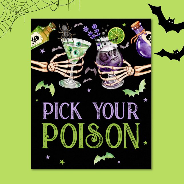 Plocka din position Halloween drar fördel Poster (Pick Your Poison Halloween Drinks Favor Poster)