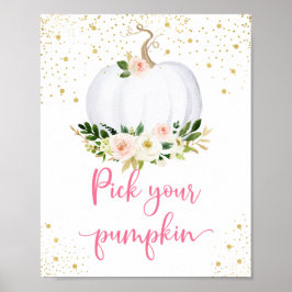 Plocka din Pumpkin Rosa Guld Birthday-skylt Poster