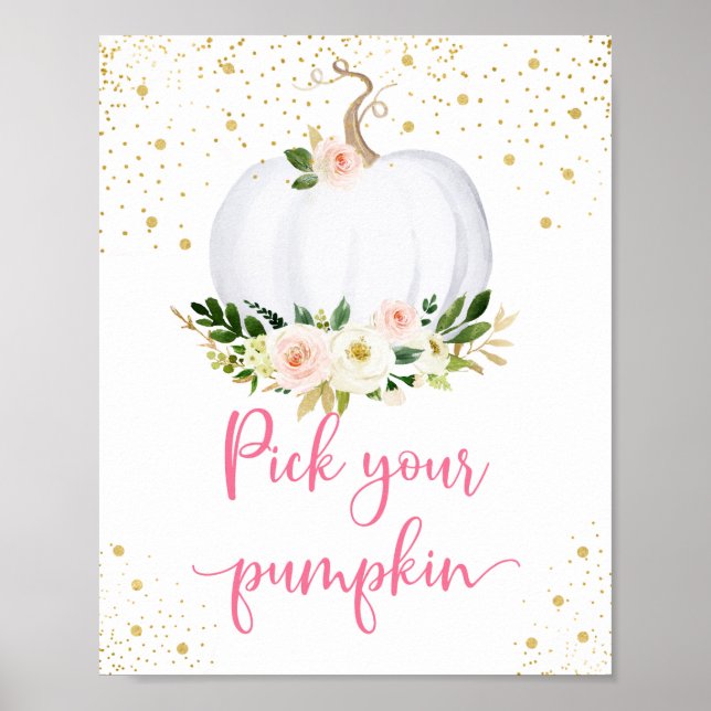 Plocka din Pumpkin Rosa Guld Birthday-skylt Poster (Framsidan)