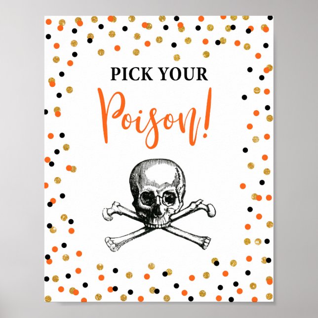 Plocka Dryckskylt för din gift Halloween fest Poster (Framsidan)