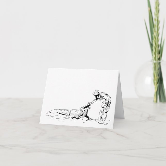 Plocka ett alligator Line Art Card Kort (Framsida)