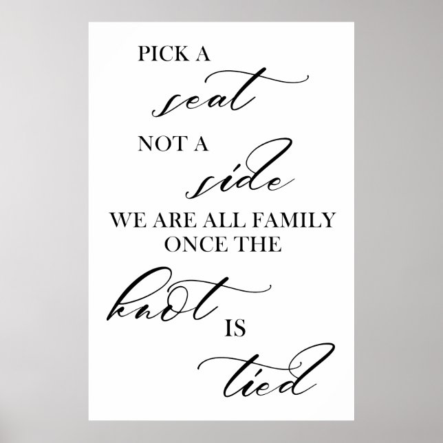 plocka ett säte som inte är ett sidotecken bröllop poster (Framsidan)