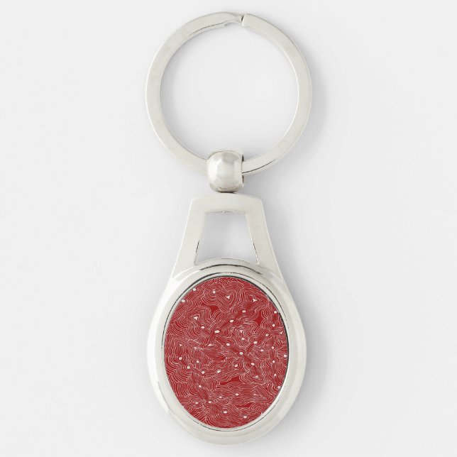 Plocka Färg Abstrakt Inspired Art Ovalt Silverfärgad Nyckelring (Framsidan)