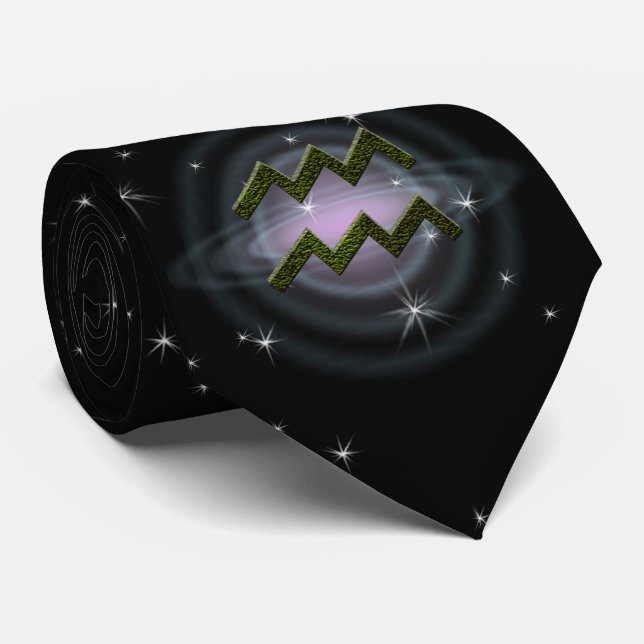 Plocka Färg Aquarius Zodiac Astrologisk signal Slips (Rullad)