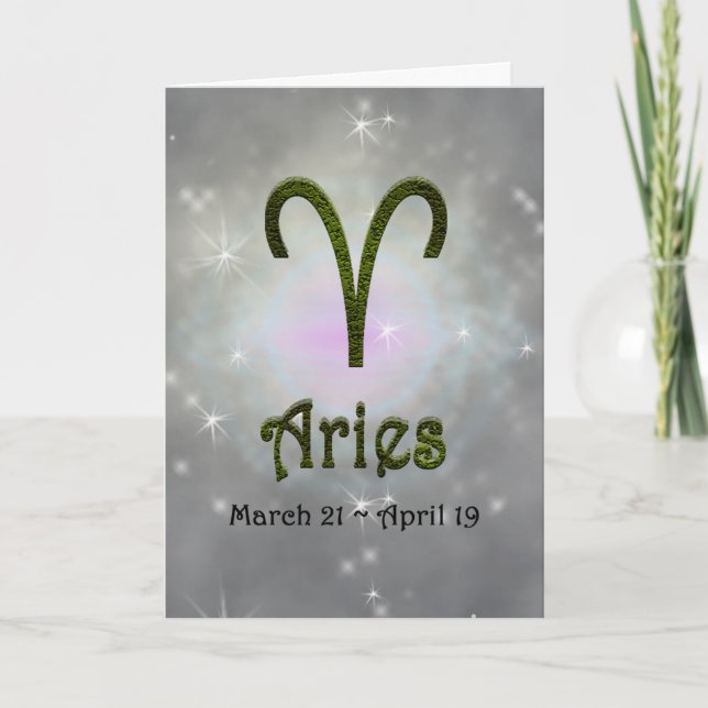 Plocka Färg Aries Zodiac Astrologisk signal Kort (Framsida)