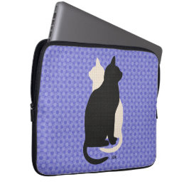 Plocka Färg Black White Cat Duo Yin Yang Stil Laptop Fodral