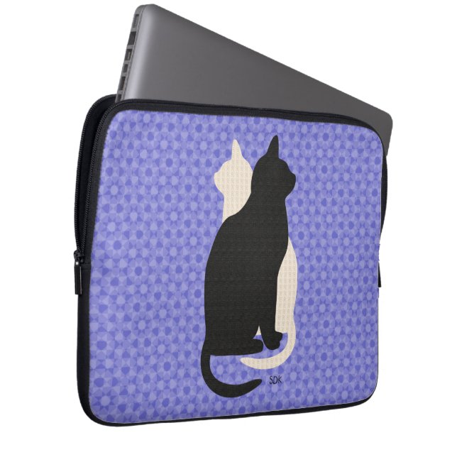 Plocka Färg Black White Cat Duo Yin Yang Stil Laptop Fodral (Framsidan Höger)