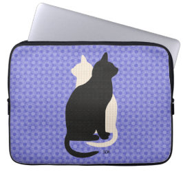 Plocka Färg Black White Cat Duo Yin Yang Stil Laptop Fodral