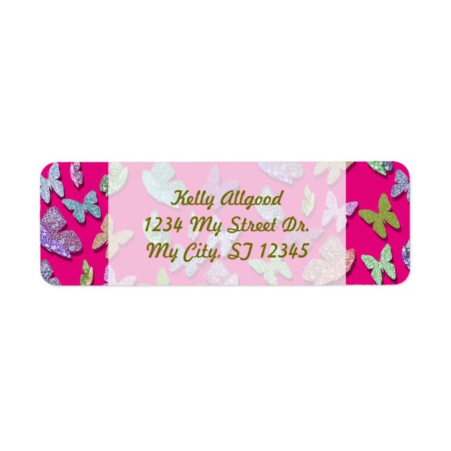 Plocka Färg Butterflies Surreal & Fluttering Returadress Etikett (Framsidan)