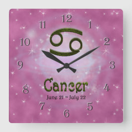 Plocka Färg Cancer Zodiac Astrologiskt tecken Fyrkantig Klocka