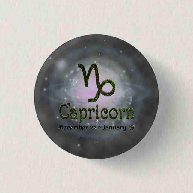 Plocka Färg Capricorn Zodiac Astrologisk signal Knapp (Framsida)