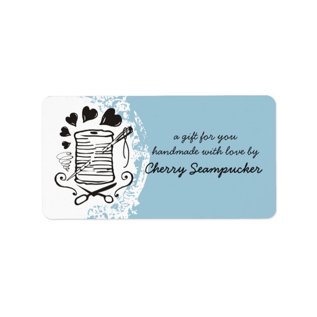 Plocka färg doodle-nål trådsömmatning adressetikett (Framsidan)