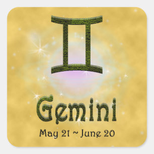 Plocka Färg Gemini Zodiac Astrologisk signal Fyrkantigt Klistermärke