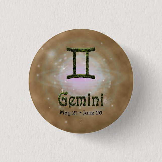 Plocka Färg Gemini Zodiac Astrologisk signal Knapp (Framsida)