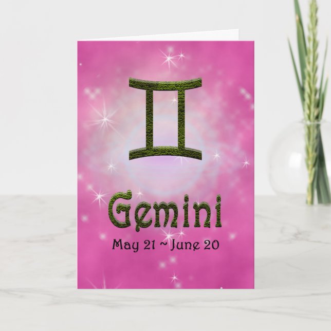 Plocka Färg Gemini Zodiac Astrologisk signal Kort (Framsida)