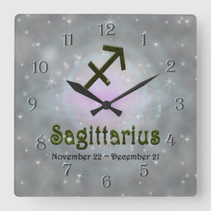 Plocka Färg Sagittarius Zodiac Astrologiskt tecken Fyrkantig Klocka