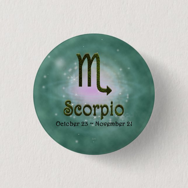 Plocka Färg Scorpio Zodiac Astrologisk signal Knapp (Framsida)