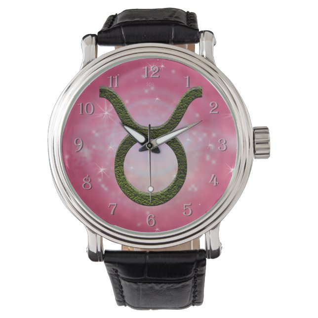 Plocka Färg Taurus Zodiac Astrologiskt tecken Armbandsur (Framsida)