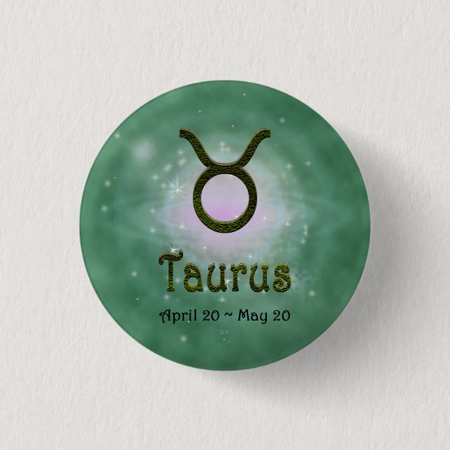 Plocka Färg Taurus Zodiac Astrologiskt tecken Knapp (Framsida)