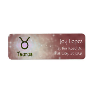Plocka Färg Taurus Zodiac Astrologiskt tecken Returadress Etikett