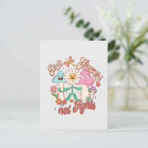Plocka Flowers, ej slåss Mushroom & Blommigt Vykort