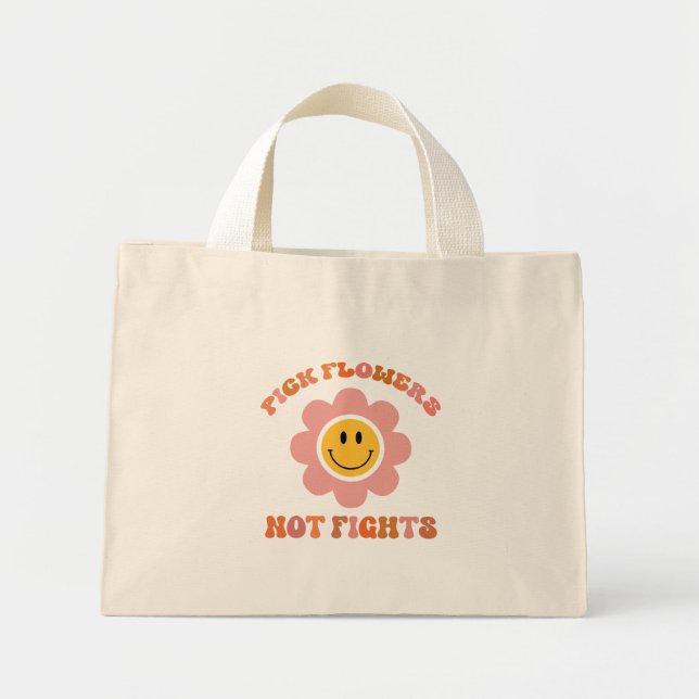 Plocka Flowers kämpar inte. Boho Daisy Mini Tygkasse (Framsidan)