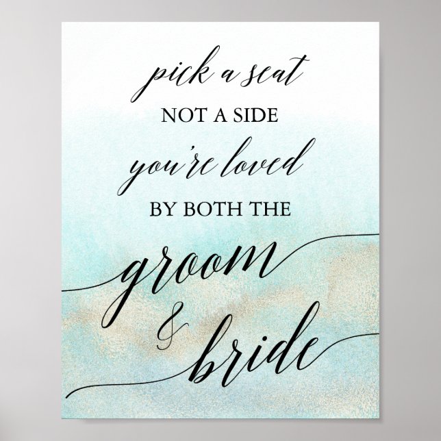 Plocka för vattenfärgsblad i Aqua och Guld A Sätes Poster (Framsidan)