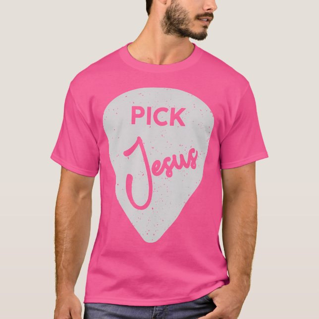 Plocka Jesus Christian Guitar Player T Shirt (Framsida)