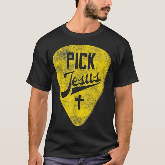 Plocka Jesus Christian Music Pastor Guitar  T Shirt (Framsida)
