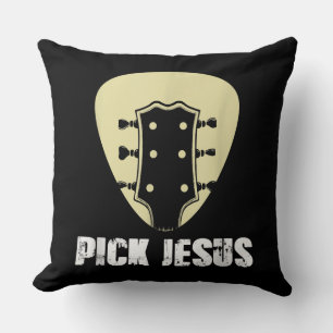 Plocka Jesus Religiösa Musician Gift Idea Guitar Kudde